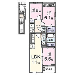 「仮称」シエルクラス古川 3LDKの間取図画像