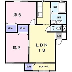 メゾン・ド・シャルム3A 2LDKの間取図画像