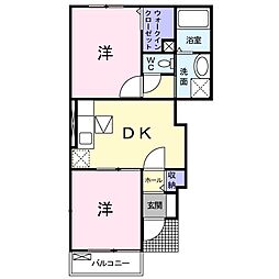 ミルト・ブリーゼB 2DKの間取図画像