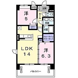 ヴァンベール 2LDKの間取図画像