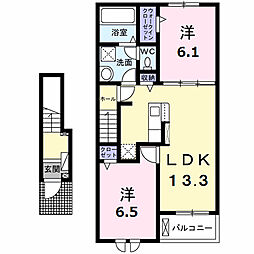 グランデ 2LDKの間取図画像