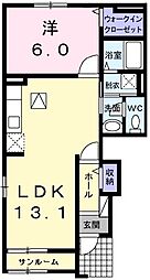 プラムフィル 1LDKの間取図画像