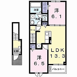 ソレイユ元町IV 2LDKの間取図画像