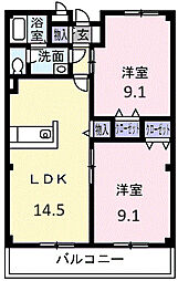 プライド 2LDKの間取図画像