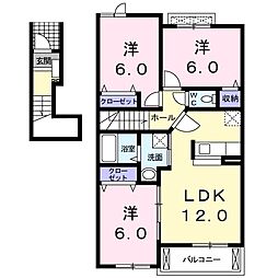 カーサプラシードB 3LDKの間取図画像