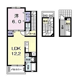 ウィスタリア 1LDKの間取図画像