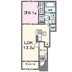 フォレスト 幸 1LDKの間取図画像