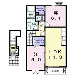 フォレストフジ 2LDKの間取図画像