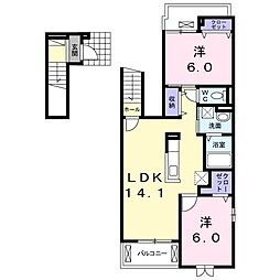クラール3 2LDKの間取図画像