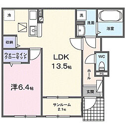 パルクレール 1LDKの間取図画像