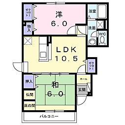 サンリットM.S 2LDKの間取図画像