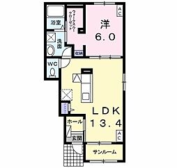 フィアクレー2 1LDKの間取図画像