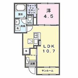 ウエスト.ゲート II 1LDKの間取図画像