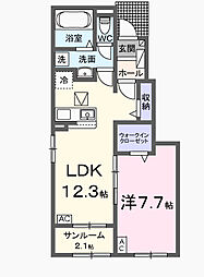 リアン・ノード 1LDKの間取図画像