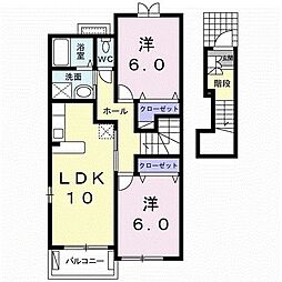 ペルペティアD 2LDKの間取図画像