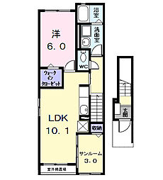 シュエット松ノ木 1LDKの間取図画像