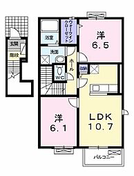 アンソレイユ 2LDKの間取図画像