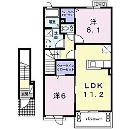 リバーサイドグレイス1 2LDKの間取図画像