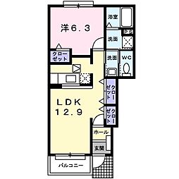 ブライトヴィラB 1LDKの間取図画像