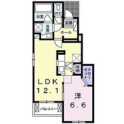 ヴァンベールドゥ 1LDKの間取図画像