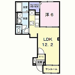 ラ・ポーズ葛原 1LDKの間取図画像