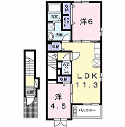 パークサイドエックス4 2LDKの間取図画像