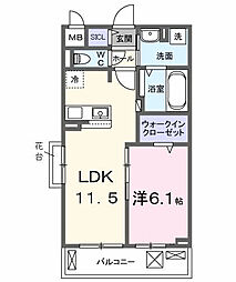ベル ブライト 1LDKの間取図画像