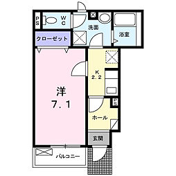 ソレアードフモンS 1Kの間取図画像