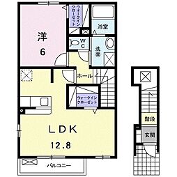 カーサフィオーレB 1LDKの間取図画像