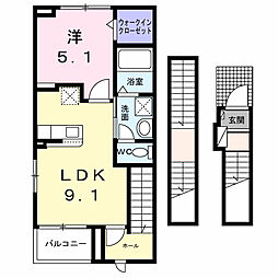 ティグレ 1LDKの間取図画像