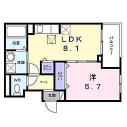 ヒカルサ大阪南恩加島 1LDKの間取図画像