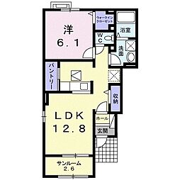サルビア 1LDKの間取図画像