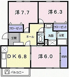 ハイクオリティマンション麗華 3DKの間取図画像