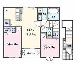 ラ マージュ西岐阜 2LDKの間取図画像