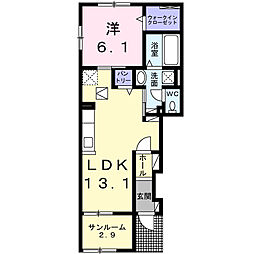 カーサ・ラッフィナート 1LDKの間取図画像