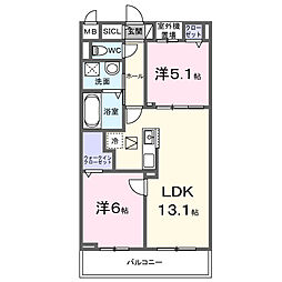ルミエ エトワール 2LDKの間取図画像