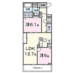 ルミエ エトワール 2LDKの間取図画像