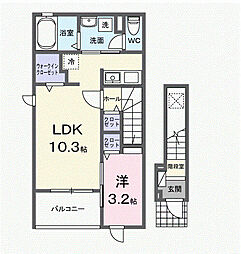 エルノア 1LDKの間取図画像