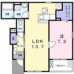 ルミエール・ヴォアレB 1LDKの間取図画像