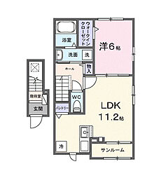 サウス・リモンE 1LDKの間取図画像