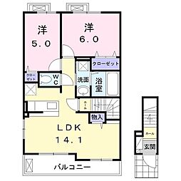 プラスワンコート2 2LDKの間取図画像