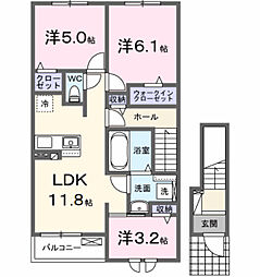 プリエII 3LDKの間取図画像