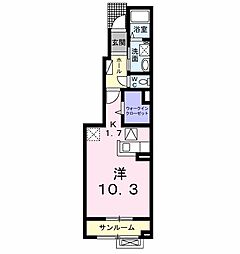 メゾンシンフォニー 1Kの間取図画像