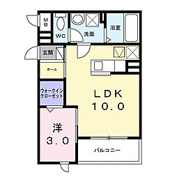 カーサ アヴァンツァーレ 1LDKの間取図画像