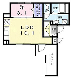 カーサ アヴァンツァーレ 1LDKの間取図画像