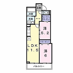 巽西3丁目アパート(028556001) 2LDKの間取図画像