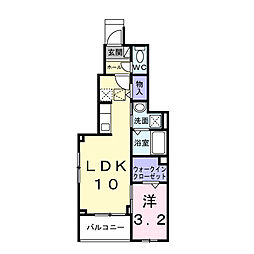 テラス シティ 八ヶ崎 1LDKの間取図画像