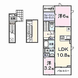 テラス シティ 八ヶ崎 2LDKの間取図画像