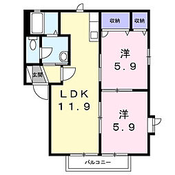 カンフォート・KA 2LDKの間取図画像