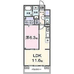 グレイスパークIII 1LDKの間取図画像